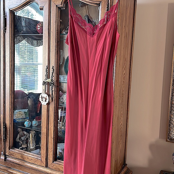 💃🏻💃🏻RED on RED Sexy BurnoutVelvet&Silk biasMaxiDress.SeperateRedSilkSlip.S:6 - Picture 11 of 14